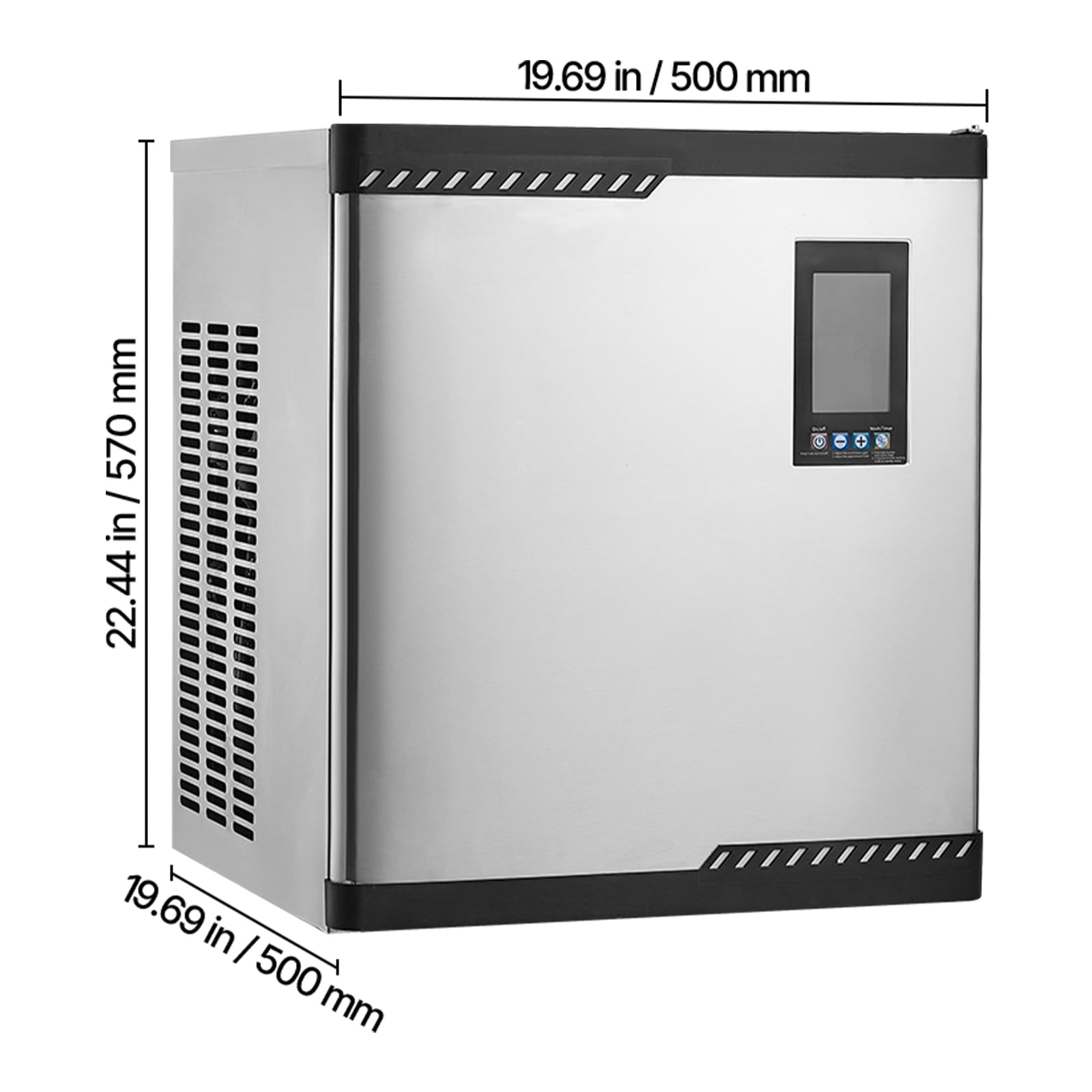 KFFKFF Commercial Ice Maker Machine - 300 Lbs/Day Stainless Steel with Programmable Ice Production, Self-Cleaning Function, Adjustable Ice Thickness, Suitable for Restaurants, Hotels - Head Only