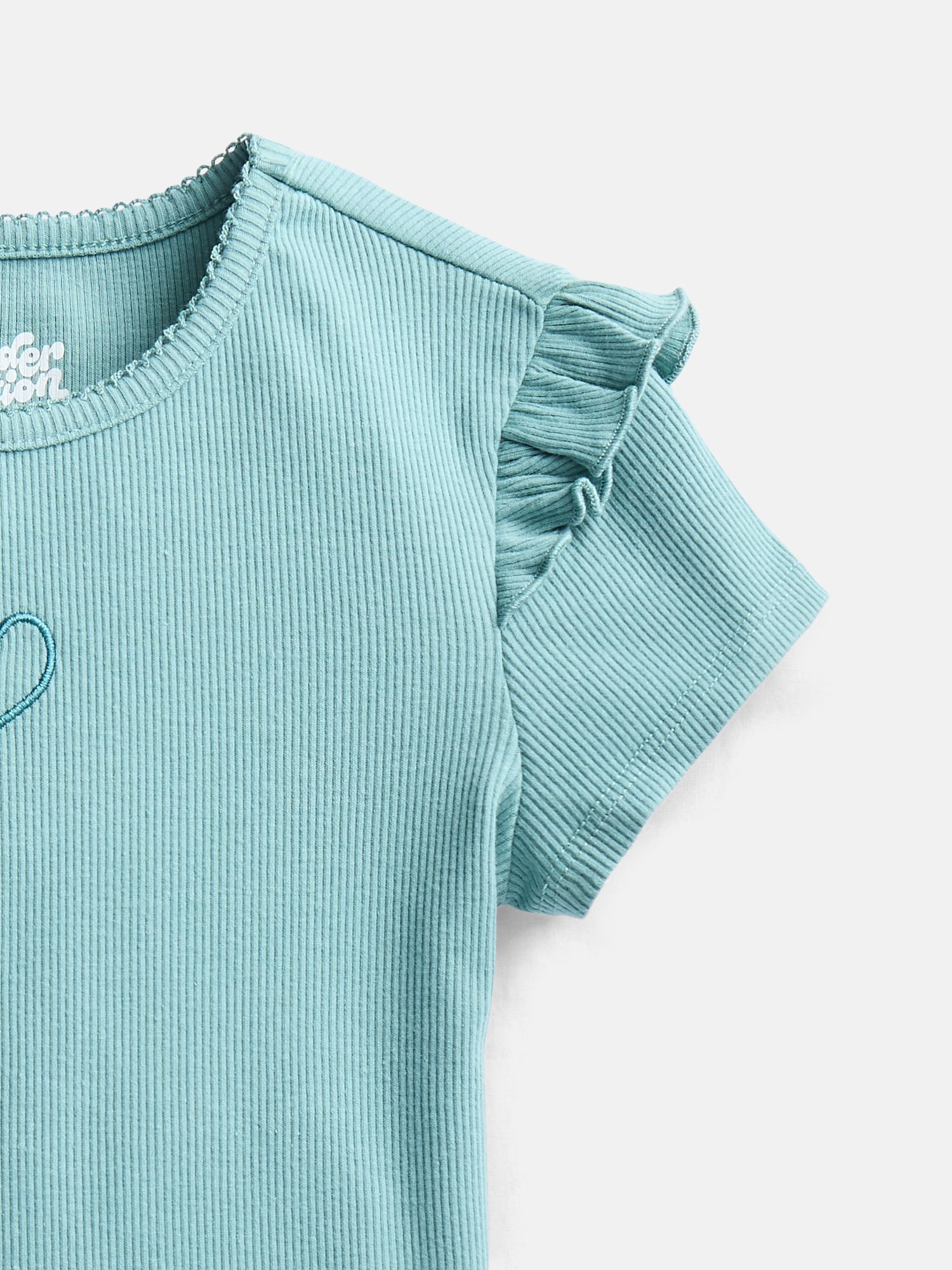 Wonder Nation Little Girls Baby Tee with Ruffle Sleeves, Sizes 4-10