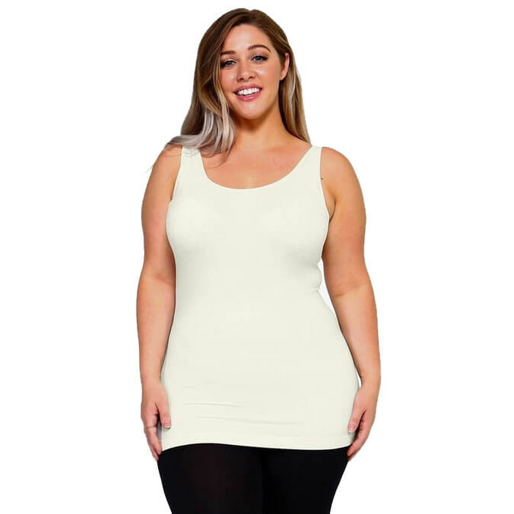 Yelete Women's Sleeveless Seamless Tank Top Plus Size Ivory