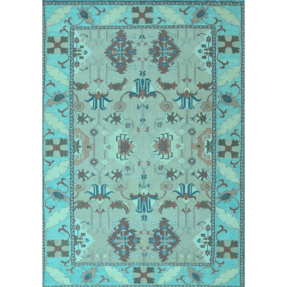 Ahgly Company Indoor Rectangle Persian Light Blue Traditional Area Rugs, 5' x 7'