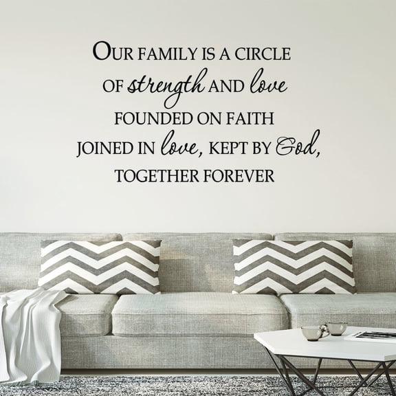 VWAQ Our Family is a Circle of Strength and Love Founded on Faith Joined By Love Family Wall Decals Inspirational Quotes Home Decor