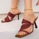 thumbnail image 5 of Mujeres Zapatillas Del Nudo de la Pata Abierta Del Dedo Del Pie de la Mula de Satén, Zapatillas Casuales Cómodas de la Primavera Del Verano Del Tamaño Más de las Mujeres, 5 of 9