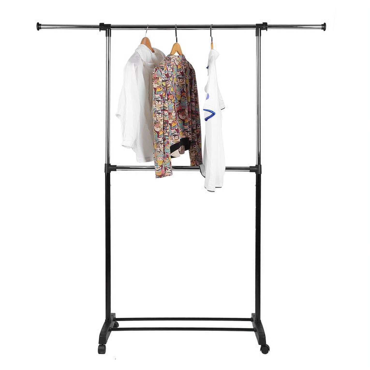 Mainstays Adjustable 2-Tier Rolling Garment Rack, Adjustable Design - image 4 of 7