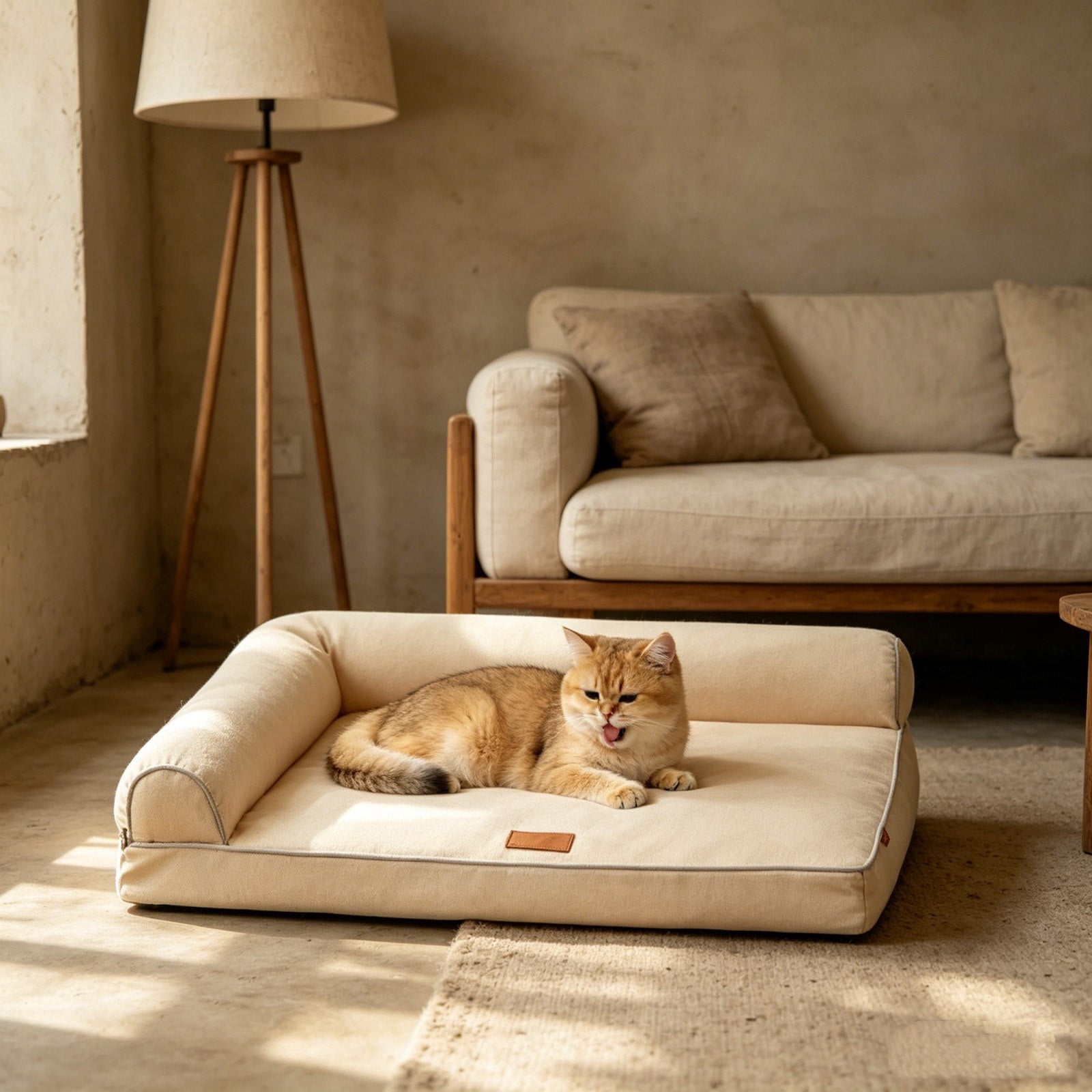 Sleeping Mat All‑Season Dog Couch Non Slip Waterproof Bottom Removable Washable Cover Portable Pet Sofa for Floor Crate