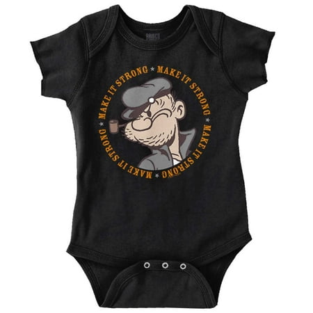 

Popeye Sailor Make It Strong Quote Romper Boys or Girls Infant Baby Brisco Brands 12M