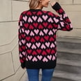 thumbnail image 4 of Jjayotai Women's Sweater, Long Sleeve Crew Neck Casual Loose Fit Soft Knit Sweaters, Trendy Heart Print Soft Pullover Tops Black XL, 4 of 9