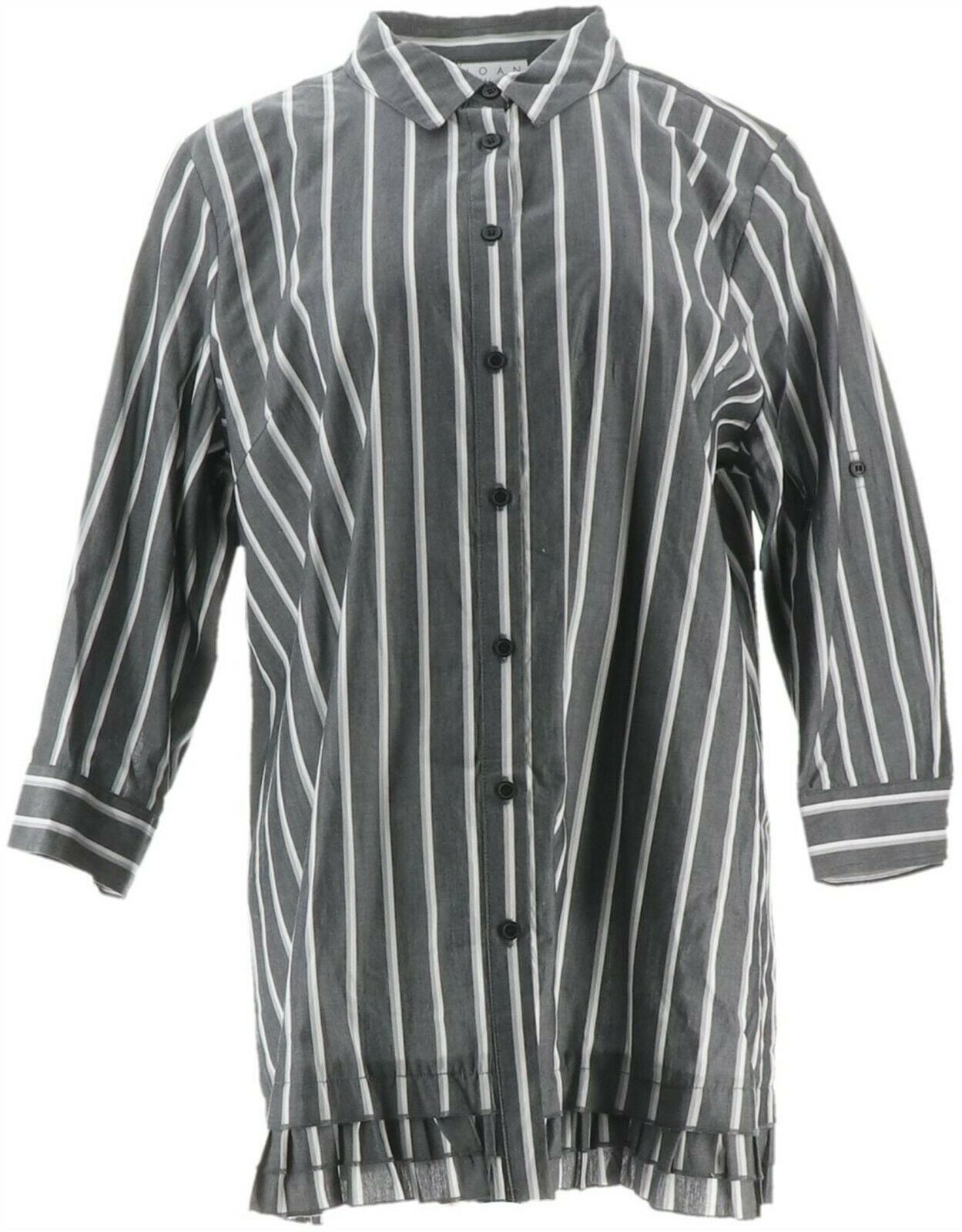 Joan Rivers 3/4-Sleeve Striped Shirt Ruffle Hem Women's A351488 ...