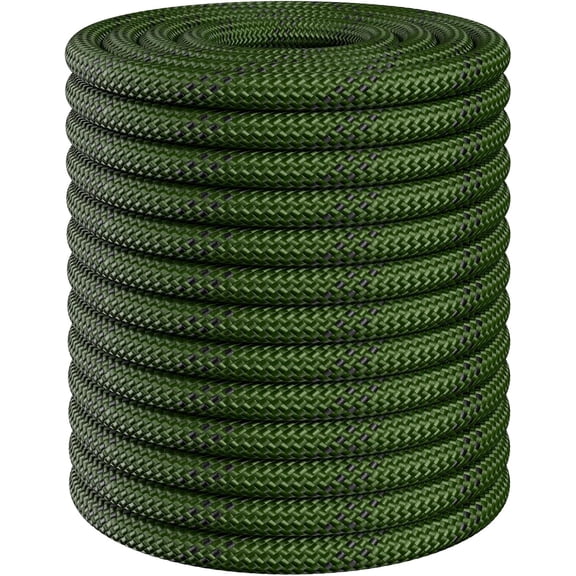 Braided Polyester Arborist Rope 1/2 inch X 100ft, 48 Strands, 12 Inner core,5174 LBS Breaking Strength Outdoor Ropes, Arborist Rigging Rope for Rock Hiking ing Swing Tree Rescue,Green