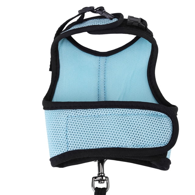 Conjunto de arnés para conejos y hámster, chaleco de seguridad para mascotas para animales pequeños con correa de plomo (azul claro M)