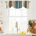 thumbnail image 3 of Teal Boho Stripes Tie Up Valance Curtains for Windows, Kitchen Curtains Window Treatments, Modern Bohemia Brown Beige Texture Short Window Shades Valances for Bedroom Bathroom Cafe 54"x18", 3 of 8