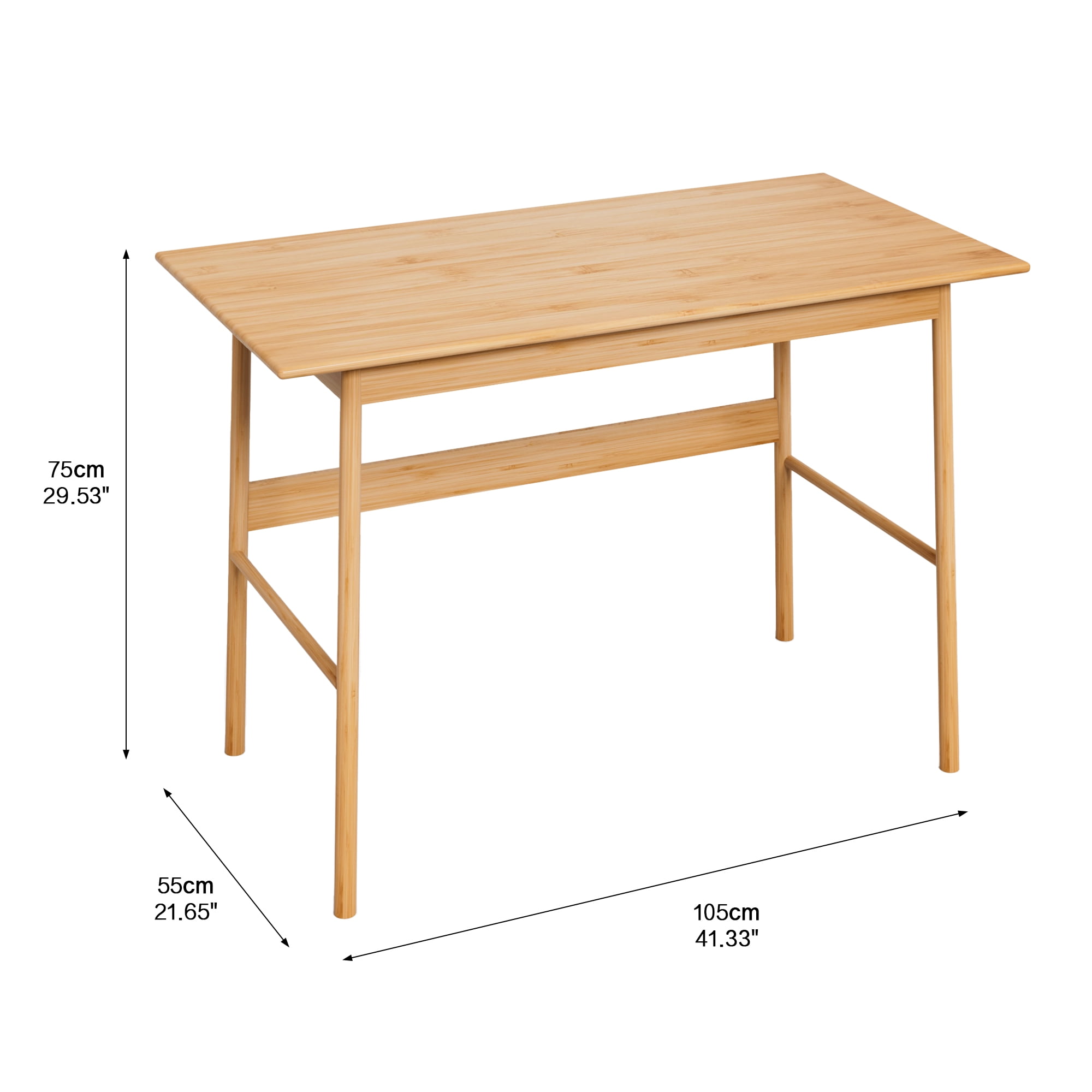 41 Inch Modern Bamboo Computer Desk, Heavy Duty Home Office Writing Study Work Table, Stable Frame Gaming Desk with 450 LBS Weight Capacity