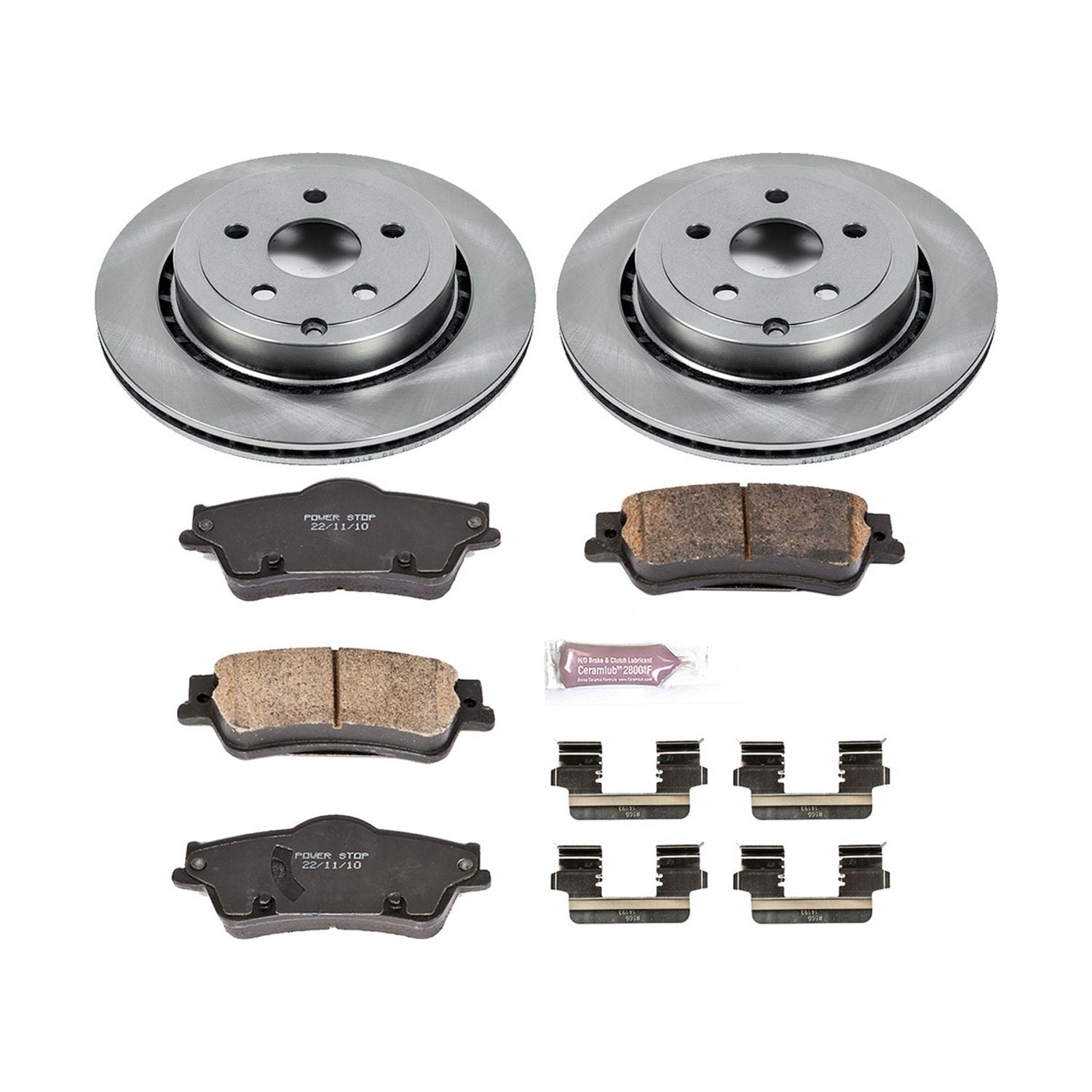 Power Stop Rear Stock Replacement Brake Pad and Rotor Kit KOE5528 Fits 2009 Pontiac G8