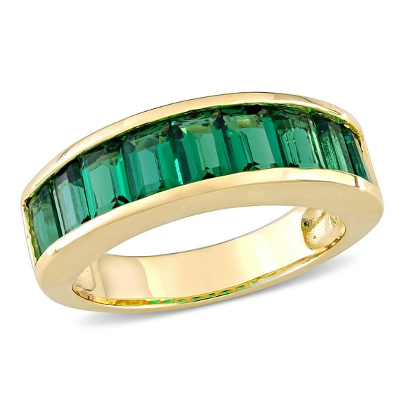 Everly Women's Created Emerald Yellow Gold Plated Ring