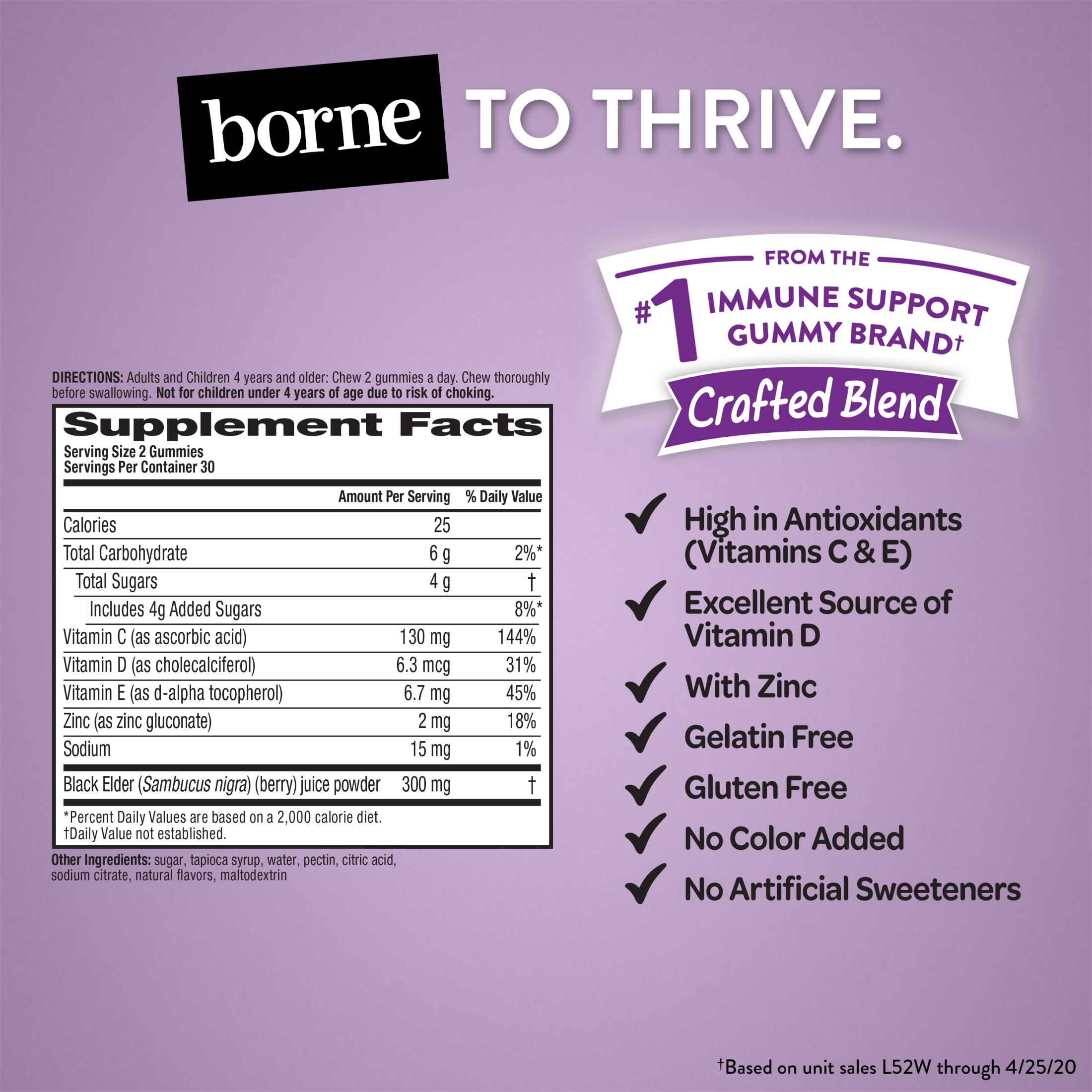 Airborne Vitamin C & Zinc Immune Support Gummies, Elderberry Flavor, 60 Count - image 4 of 11