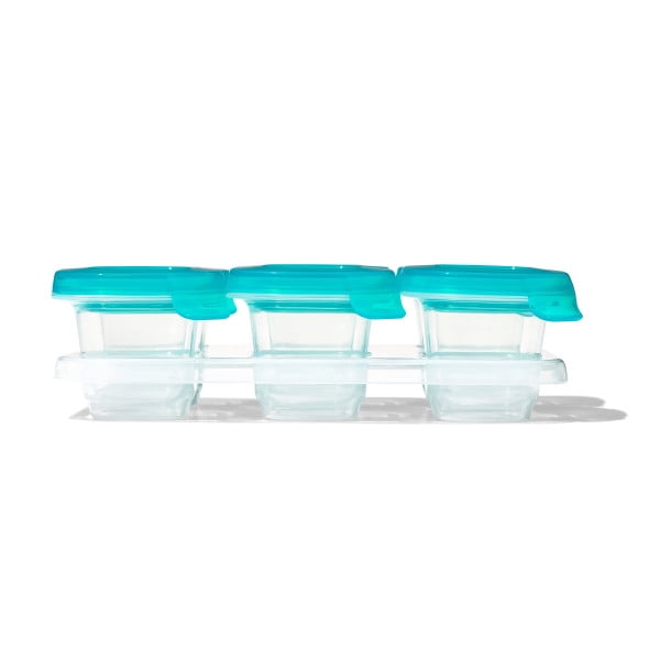 OXO Tot Silicone Baby Blocks Food Storage Containers, 2 oz, Teal, 6-pack, for Infants Ages 0-12 Months