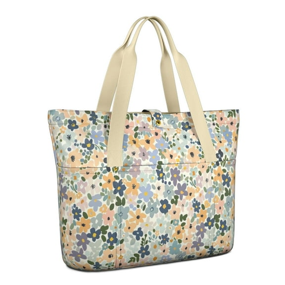 Tote Bag for Women - Pioneer Flower Shoulder Bag - Large Utility Work Duffle Bag with Zipper Handbag for Travel, Work, Sprots