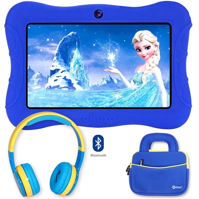 Paquete de tableta de aprendizaje para niños Contixo de 7 pulgadas: 2 GB de RAM, 32 GB, Bluetooth, Android, cámaras duales, controles parentales, auriculares Bluetooth para niños y bolsa para tableta Contixo Contixo Kids
