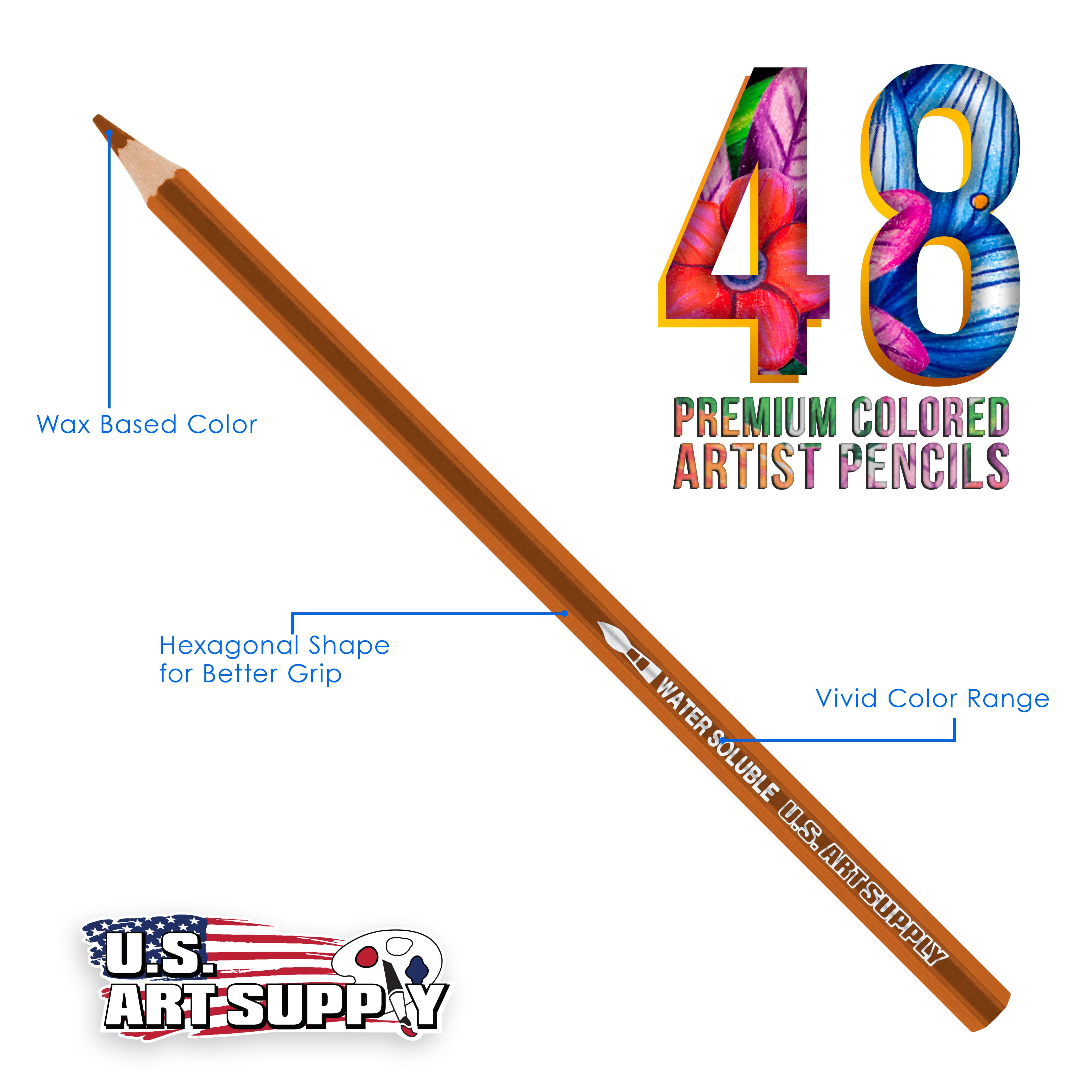 48 Watercolor Pencils, Derwent Inktense Watercolor Water Soluble Pencils  4mm Core Derwent Drawing Watercolor Pencil, Wooden Gift Box 