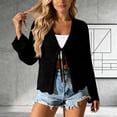 thumbnail image 3 of WMTBSRSW Womens Crochet Cardigans Duster Lace Up Long Sleeve Open Front Shrugs for Dresses Summer Boho Beach Cover Ups Black X-Large, 3 of 5