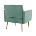 thumbnail image 4 of Accent Chair, Tufted Armchair with Rose Golden Metal Legs Modern Mid Century Leisure Single Sofa with Armrest for Living Room, Bedroom, Study Room, Mint Green, 4 of 9