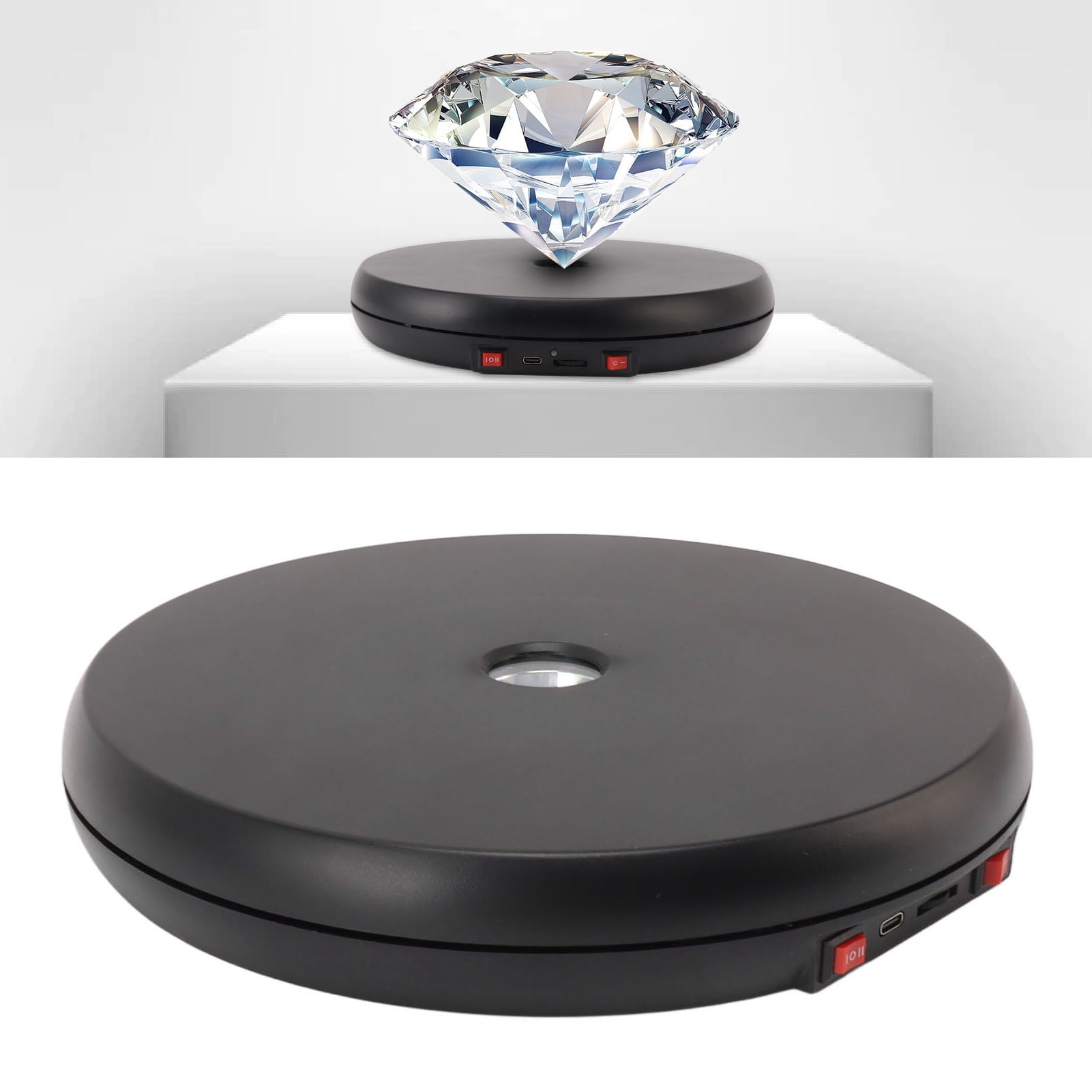 Table Tournante électrique Avec LED - Diamètre 25 Cm, Charge 20 Kg, Rotation Silencieuse 360°, USB-C - 2