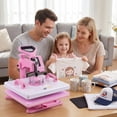 thumbnail image 4 of Adnoom Heat Press 15x15, 8 in 1 Multifunctional Shirt Press Machine Combo, 360° Swing Away Sublimation Heat Transfer with LED Display for T-shirts Mugs Hat Plate Cap, Pink, 4 of 8