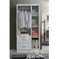 Hodedah 3 Door Bedroom Armoire with Drawers, White Finish