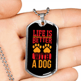 thumbnail image 2 of La Vie Est Meilleure avec un Collier de Pattes Rouges de Chien en Acier Inoxydable Ou en or 18 Carats Chien Tag 24" Chaîne, 2 of 8