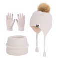 thumbnail image 2 of UQJfacai Kids Winter Beanie Hat Scarf Gloves Set for Girls Boys Knit Warm Pompom Earflap Hats Mittens Neck Warmer 4-10 Years, 2 of 7