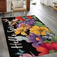 thumbnail image 2 of Area Rug for Living Room, Spring Flowers Non-Slip Indoor Large Carpet for Bedroom/Dining Room, Watercolor Country Colorful Floral Black Washable Low-Profile Rectangle Floor Runner Rugs - 4 x 6 Ft, 2 of 8