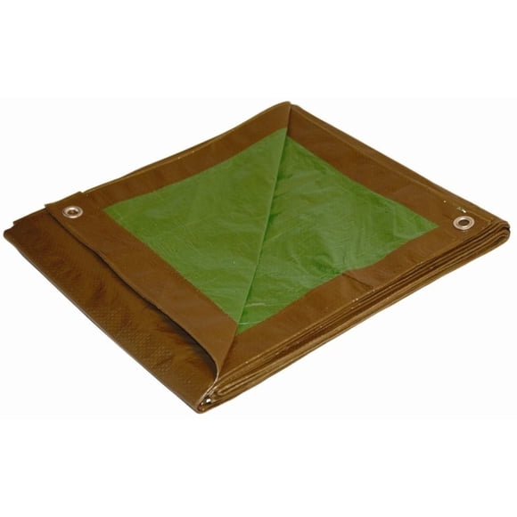 Bâche Poly Polyvalente 8x10 Brun/vert à Usage Moyen à Surface Sèche (8'x10 Pieds)
