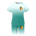 thumbnail image 4 of KKBOTIVE Mens 2pc Outfit Set Button Down Crewneck Short Sleeved Tops and Shorts/trousers 2 Piece Summer Suits Adults, Light Green Size: M, 4 of 4