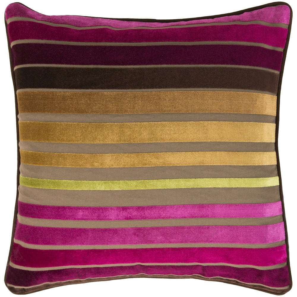Surya 18" Square Striped Indoor Throw Pillow Pink/Brown