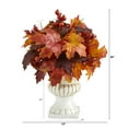 thumbnail image 2 of Nearly Natural Orange 20" Autumn Maple Leaf and Berries Artificial Plant in White Urn, 2 of 3