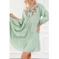 thumbnail image 1 of FOLUNSI Elegant Green Floral Tiered Ruffle Dress, 1 of 8