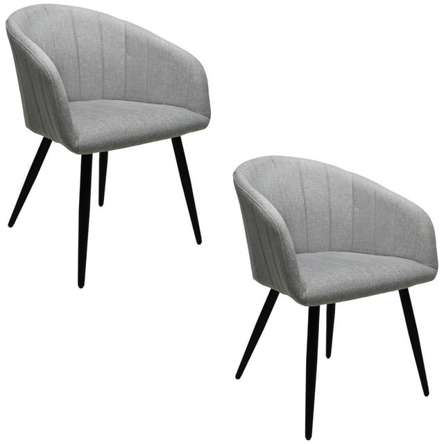 Set de 2 Sillas para comedor Mundo In Burgos Madera Solida Tapizada Base Metalica Plata