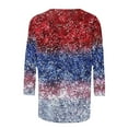 thumbnail image 5 of Xdegoge Recent Orders Usa Shirt Women Patriotic Oversized T Shirts 3/4 Sleeve Plus Size Graphic Tees Trendy American Flag Shirt Fourth of July Crewneck Tshirts Summer Tunic Tops Striped Stars Blouses, 5 of 5
