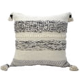 thumbnail image 2 of HomeRoots 10 x 22 x 22 in. White & Black Zippered Cotton Blend Ribbed Throw Pillow with Tassels, 2 of 3