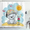 thumbnail image 1 of Funny Bear Shower Curtain, Summer Time Illustration with Butterflies Smiling Sun and a Fresh Cocktail, Fabric Bathroom Set with Hooks, 69W X 75L Inches Long, Multicolor, by Ambesonne, 1 of 3