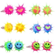 FABLINKS 6 Y2K Earrings for Women, Glow in the Dark Silicone Stud Earrings Set, Smiley Face Earring Pack for Teen Girls, Kidcore Alt Girl Aesthetic Jewelry Accessories