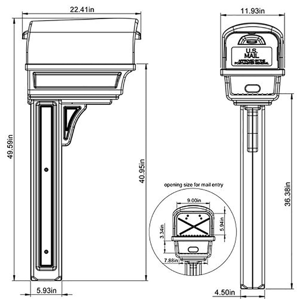 Gibraltar Mailboxes Gentry All-in-One, Large, Plastic, Mailbox and Post Combo, Green, GGC1G0000