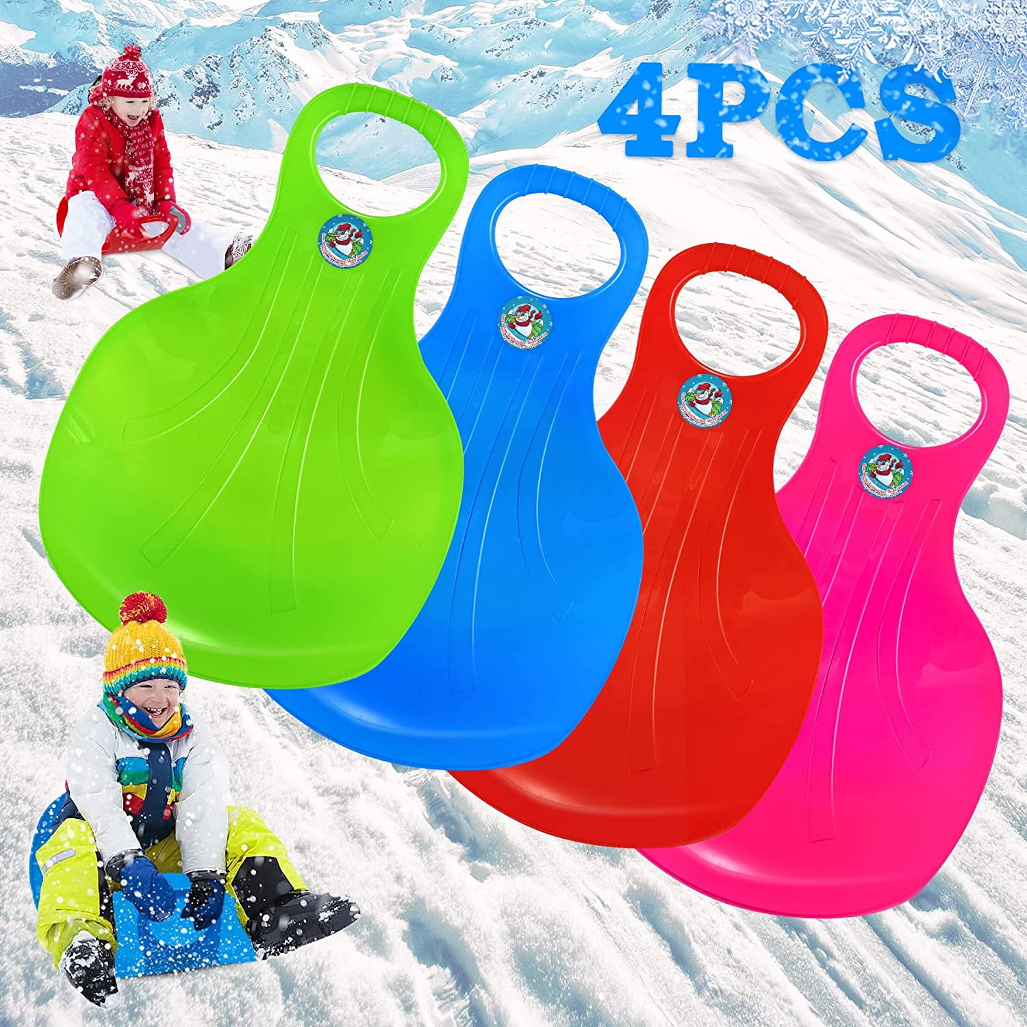 Snow Sled Portable Thicken Kids Adult Snow Sled Sledge Ski Board Sleigh Outdoor Grass Sand Slider Portable Rolling Snow Slider for Kids Adult Skating Snow Ice Playing 