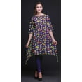 thumbnail image 4 of Bimba Purple Tropical Leaves & Bird Printed Tops For Women Asymmetric Kurti Summer Dress For Girls Medium, 4 of 6