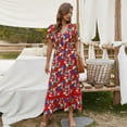 thumbnail image 4 of FcBaudy Robe à Manches Courtes à Col en V, Robes d'Été pour Femmes, Robes pour Femmes Robe à Imprimé Floral Longueur Genou Robe Robe à Manches Courtes Robe Femme, 4 of 9