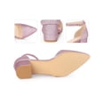 thumbnail image 4 of BLISSFUL STEP Style Glitter Pointed Toe Pumps Ankle Strap Buckle Chunky Block Heel Dress Pumps for Women Pink (Size 9), 4 of 7