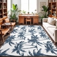 thumbnail image 2 of Summer Blue Palms Rectangle Rug 9'x12' Nautical Coastal Boho Beach Watercolor Dark Blue Tree Washable Area Rugs for Living Room Bedroom Entryway Non Slip&nbsp; Entrance Door Mat Indoor Floor Carpet, 2 of 9