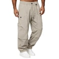 thumbnail image 2 of Yongwang Men's Athletic Cargo Joggers Drawstring Straight Leg Pants with Pocket Windproof Outdoor Sports Trousers, 2 of 8