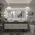 thumbnail image 2 of GODCHAR LED Bathroom Mirror Rectangular Anti-Fog Modern Style Mirror in Tempered Glass Black Frame 60x30 inch, 2 of 10