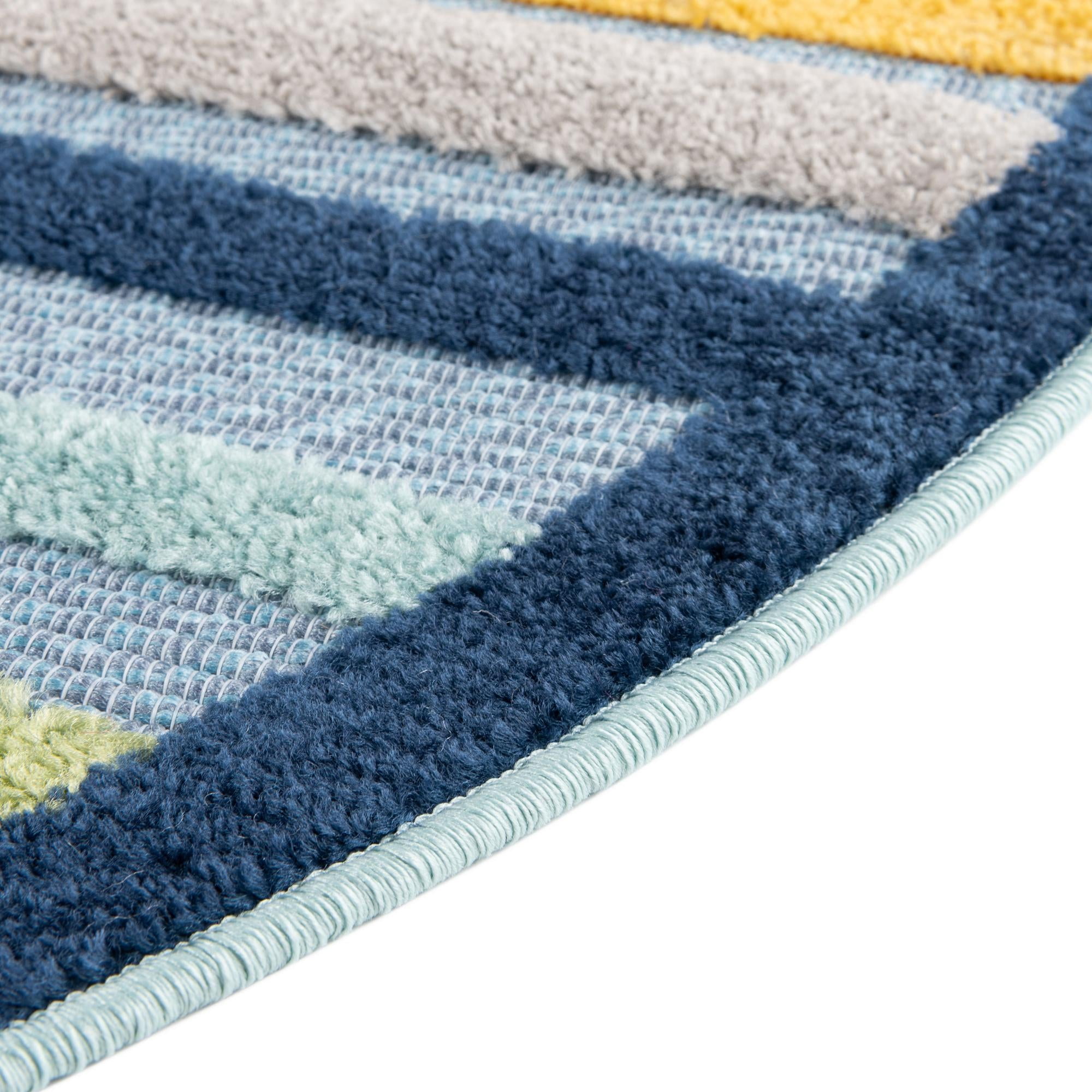 Rugs.com Aruba Outdoor Collection Rug – 3 Ft Round Blue Low-Pile Rug Perfect For Any Outdoor Space, Kitchens, Dining Rooms