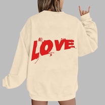 Xixinqiwan Women Valentine's Day Sweatshirt,Women's Cute Heart Sweatshirts Long Sleeve Tops Spring Fashion Clothes Trendy Holiday Outfits